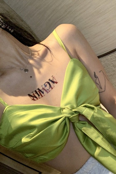 Bustiera dama cu bretele subtiri de culoare verde