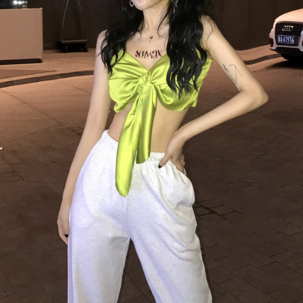 Bustiera dama cu bretele subtiri de culoare verde