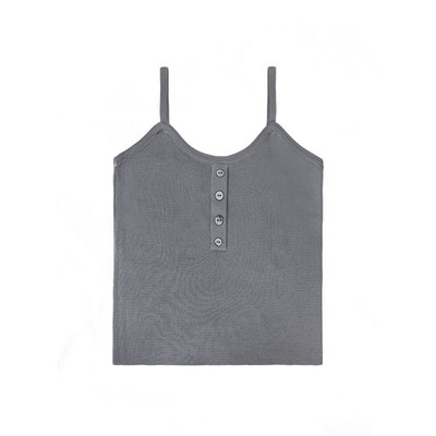 Maiou de damă de zi cu zi cu nasturi și bretele subțiri