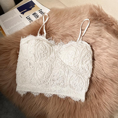 Bustiera scurta de dama cu dantela si bretele subtiri