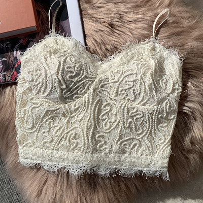 Bustiera scurta de dama cu dantela si bretele subtiri