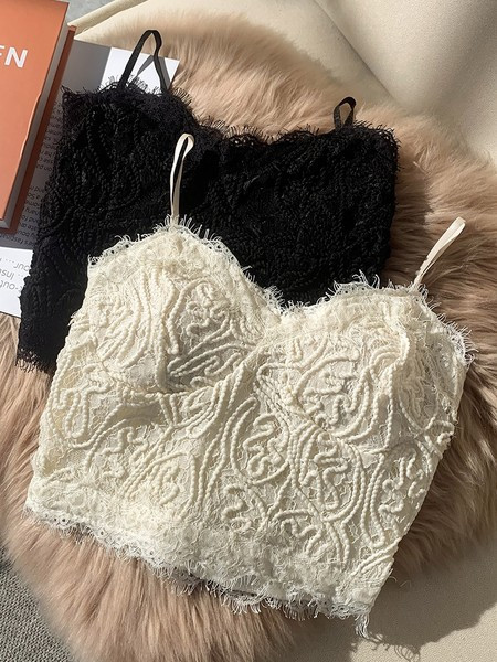 Bustiera scurta de dama cu dantela si bretele subtiri