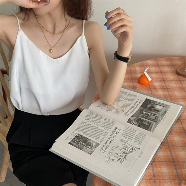 Maieu lat de damă cu bretele subțiri în trei culori