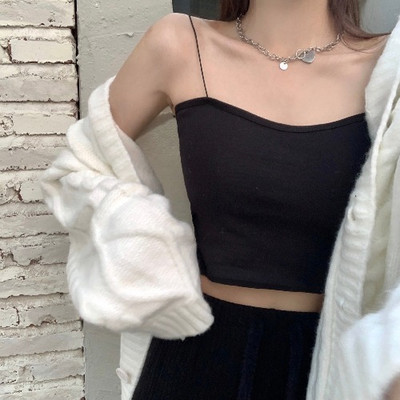 Bustieră scurtă curată de damă, cu bretele subțiri