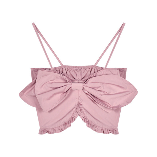 Maieu scurt de damă cu bretele subțiri și panglică