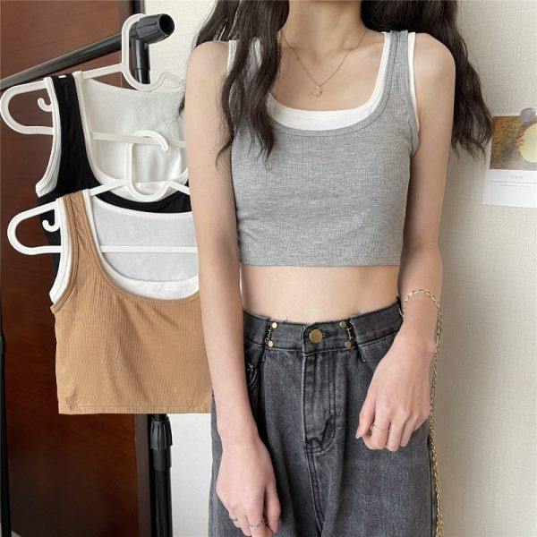 Καθημερινή αμάνικι μπλούζα με στρογγυλή λαιμόκοψη και φαρδύ τιραντάκια