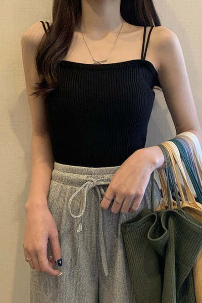 Maieu casual de damă, cu bretele subțiri și decolteu pătrat