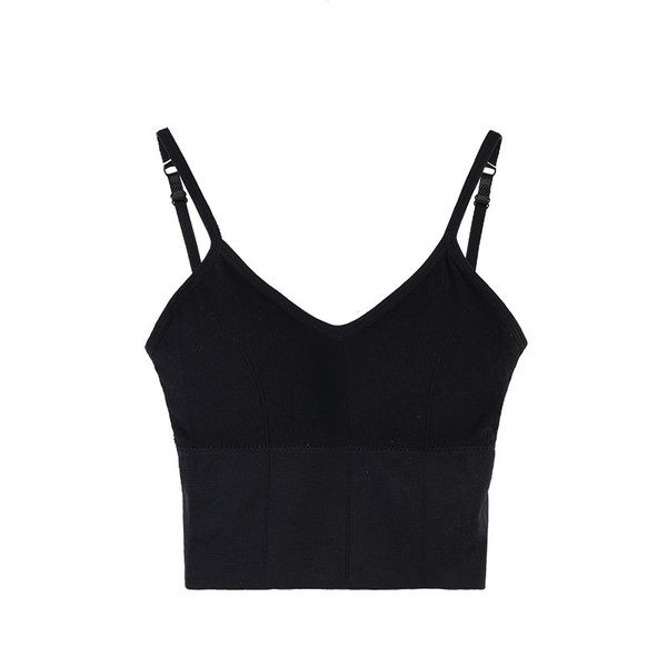 Top scurt de damă, cu bretele subțiri și decolteu spitz