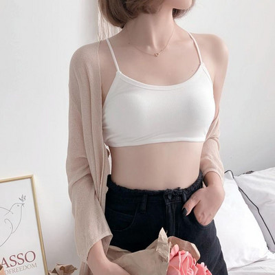 Bustiera scurta cu bretele subtiri pe spate