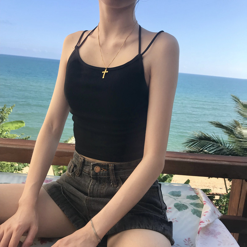 Maieu scurt cu bretele subțiri încrucișate pe spate