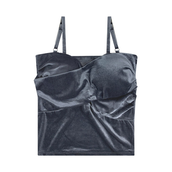 Novi model ženske majice bez rukava od baršuna na tanke naramenice