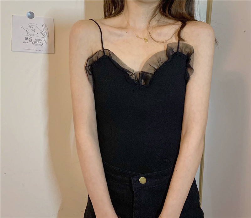 Maieu de damă cu tul și bretele subțiri