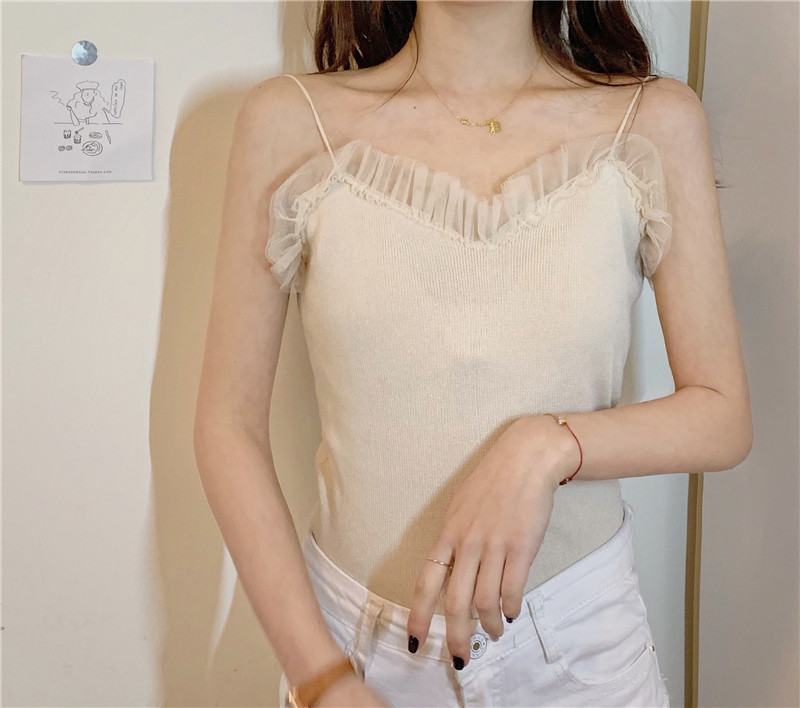 Maieu de damă cu tul și bretele subțiri