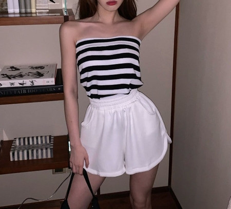 Bustieră tricotată zilnică pentru femei în alb și negru