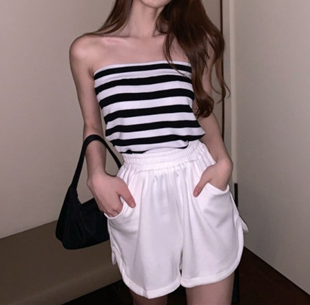 Bustieră tricotată zilnică pentru femei în alb și negru