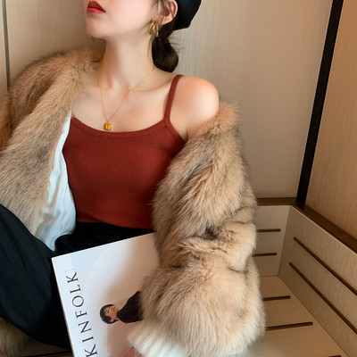 Maieu de damă tricotat subțire cu bretele subțiri