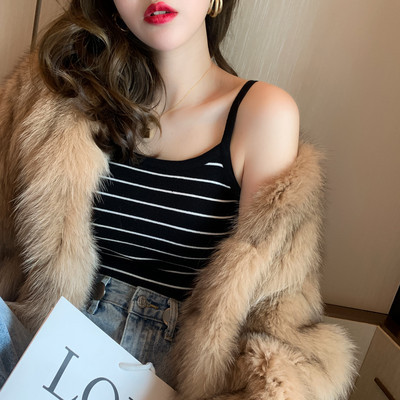 Maieu de damă tricotat subțire cu bretele subțiri