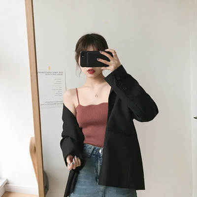 Maiou din catifea, cu bretele subțiri