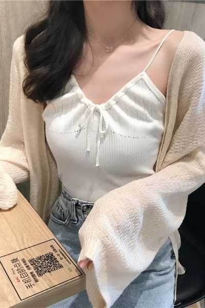 Maieu de damă tricotat cu cravate