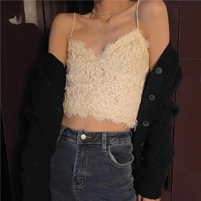 Top de damă model nou cu decolteu în V și dantelă