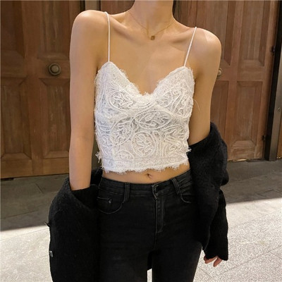 Top de damă model nou cu decolteu în V și dantelă