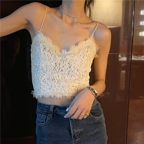 Top de damă model nou cu decolteu în V și dantelă