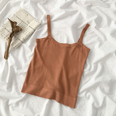 Maieu casual de damă, cu bretele subțiri tricotate