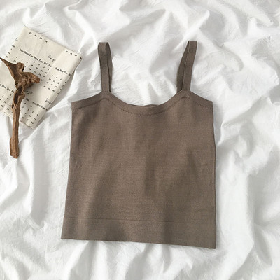 Maieu casual de damă, cu bretele subțiri tricotate