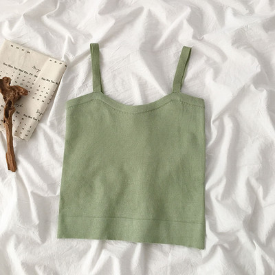 Maieu casual de damă, cu bretele subțiri tricotate