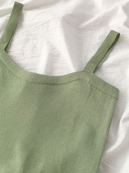 Maieu casual de damă, cu bretele subțiri tricotate