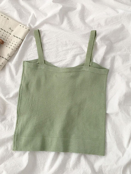 Maieu casual de damă, cu bretele subțiri tricotate