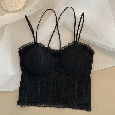 Top de dama din dantela cu bretele incrucisate