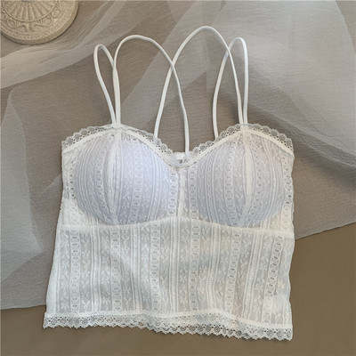 Top de dama din dantela cu bretele incrucisate