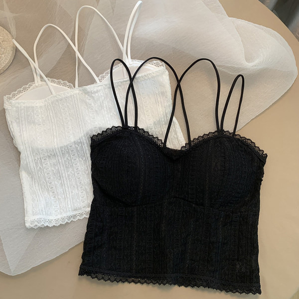 Top de dama din dantela cu bretele incrucisate