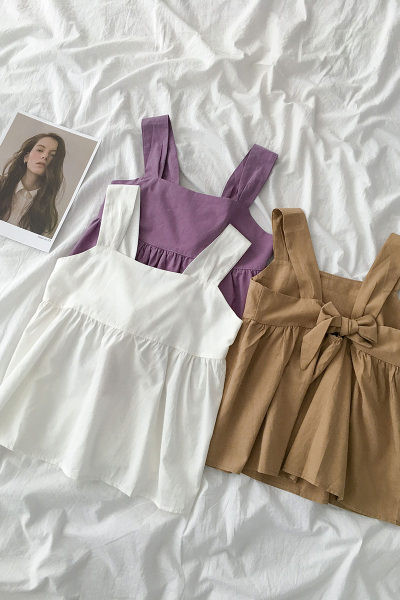 Maieu modern de damă cu panglică și bretele largi