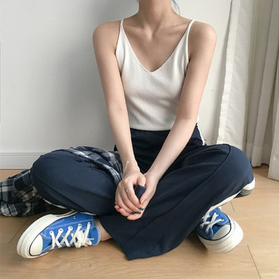 Sieviešu ikdienas bikses - plats modelis ar plānām lencēm