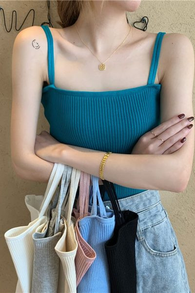 Γυναικεία αμάνικι μπλούζα κοτλέ - σε διάφορα χρώματα