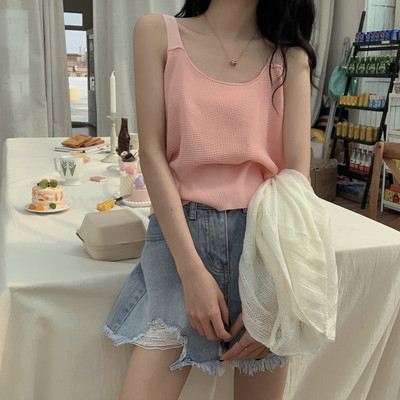 Κορυφαίο φανελάκι κοτλέ με τετράγωνο ντεκολτέ