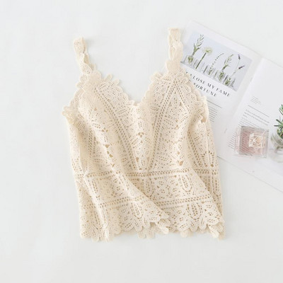 Γυναικεία αμάνικι μπλούζα μοντέρνα  με δαντέλα