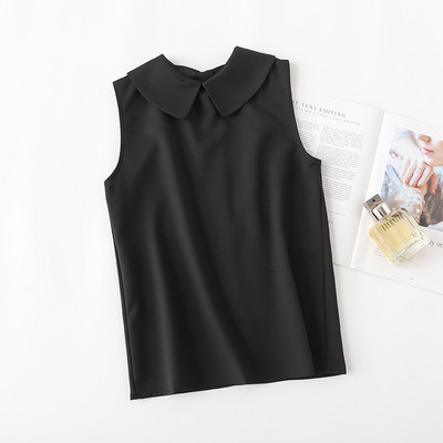 Γυναικεία αμάνικι μπλούζα με γιακά και κουμπιά