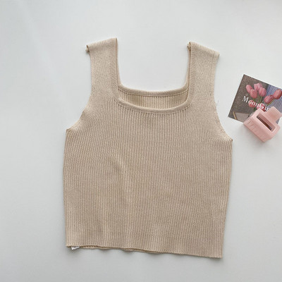 Καθημερινή γυναικεία αμάνικι μπλούζα με τετράγωνο ντεκολτέ και φαρδιά τιραντάκια