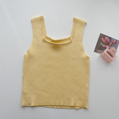 Καθημερινή γυναικεία αμάνικι μπλούζα με τετράγωνο ντεκολτέ και φαρδιά τιραντάκια