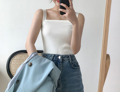 Maieu de damă cu decolteu pătrat, tricotat subțire