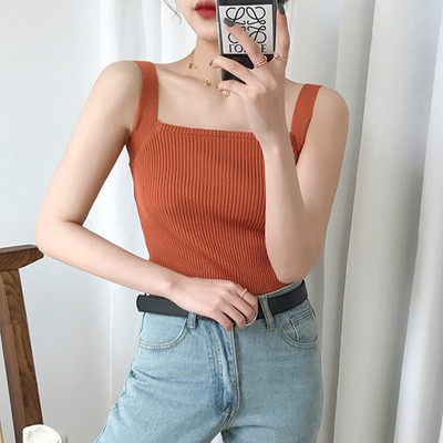 Maieu de damă cu decolteu pătrat, tricotat subțire