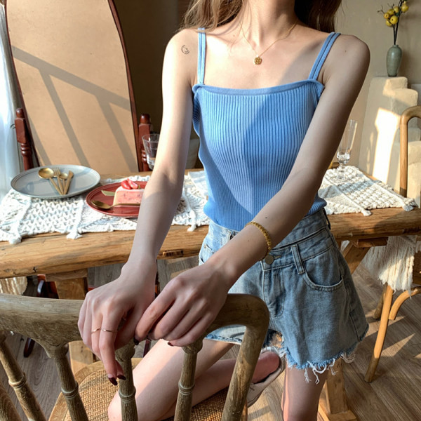 Maieu de damă din catifea cu bretele subțiri