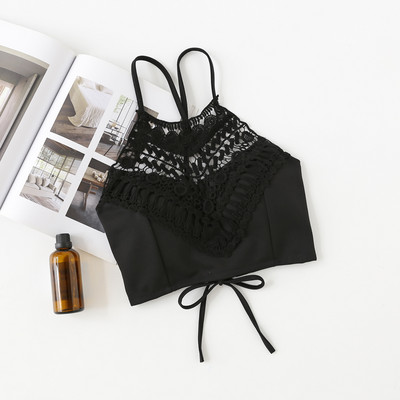 Κοντή αμάνικι μπλούζα για γυναίκες με δαντέλα