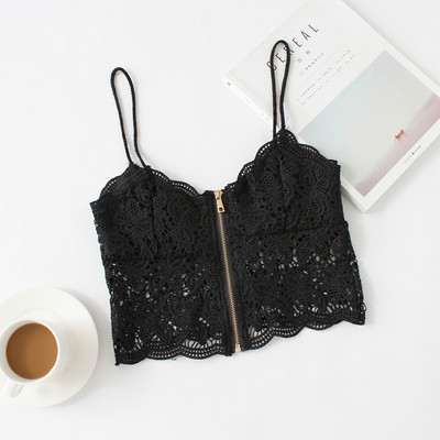 Γυναικείο καθημερινό δαντελωτ  αμάνικο με λεπτά τιραντάκια  με φερμουάρ