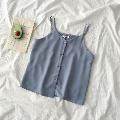 Νέο μοντέλο γυναικείο αμάνικο μπλουζάκι με κουμπιά και λαιμόκοψη σε διάφορα χρώματα