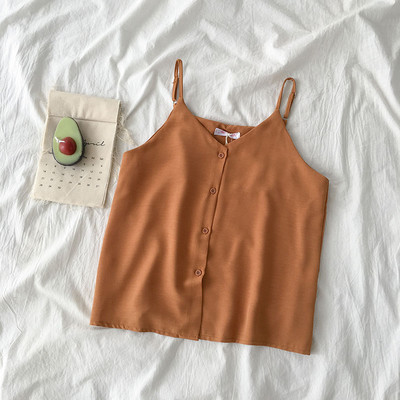 Νέο μοντέλο γυναικείο αμάνικο μπλουζάκι με κουμπιά και λαιμόκοψη σε διάφορα χρώματα