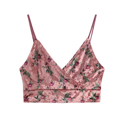 Top scurt cu model floral